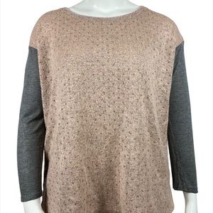 Sanctuary taupe sweater with Gray sleeves